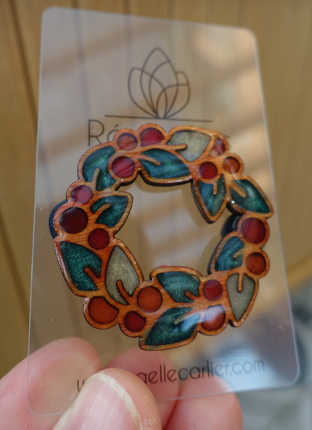 Broche - Couronne de houx (traits bois) – Image 5
