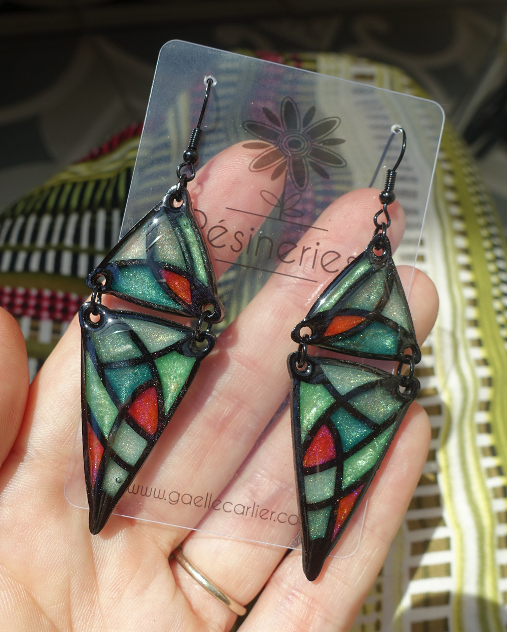 Double triangle - vert et rouge – Image 5