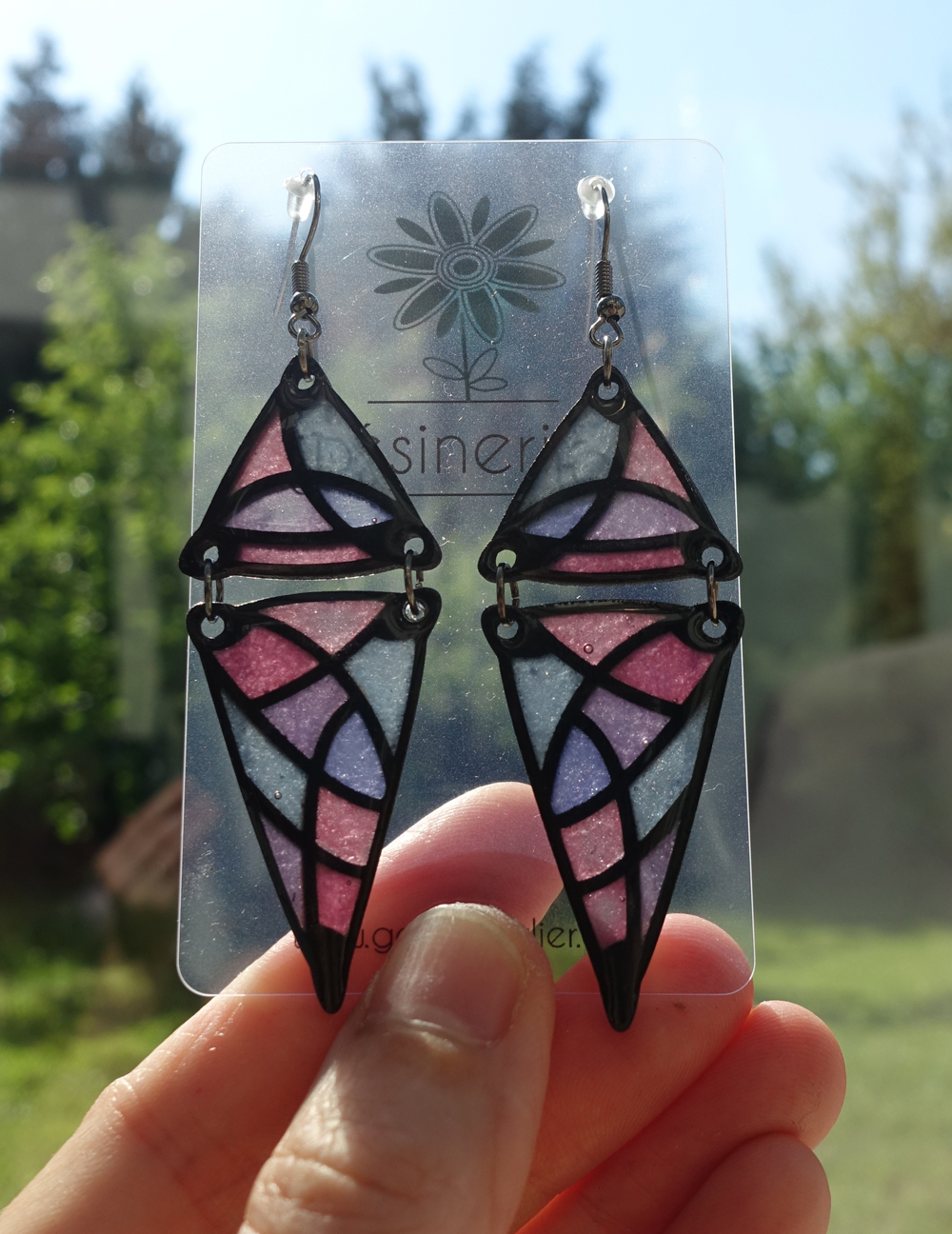 Double triangle - rose, violet turquoise et noir – Image 2
