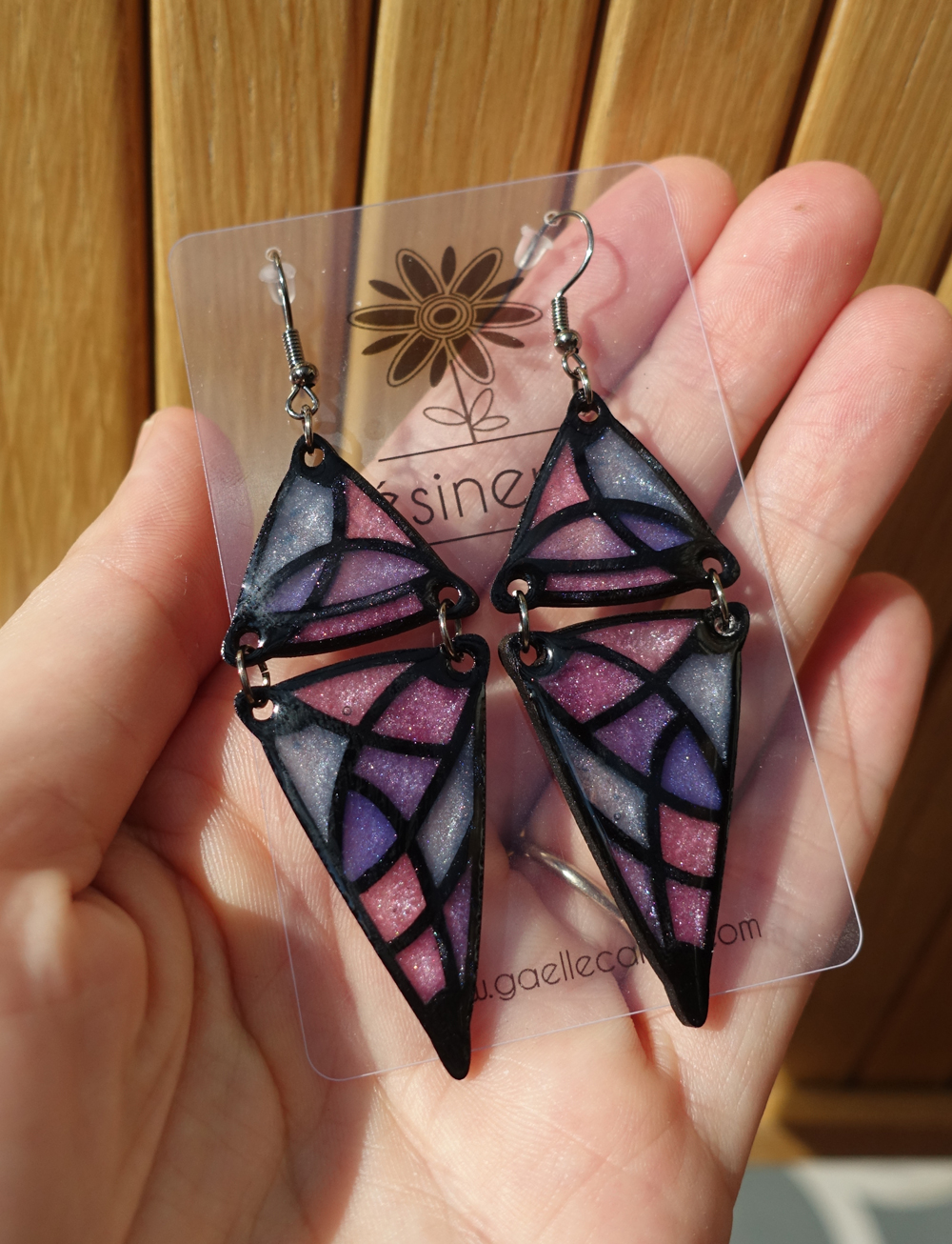 Double triangle - rose, violet turquoise et noir – Image 6