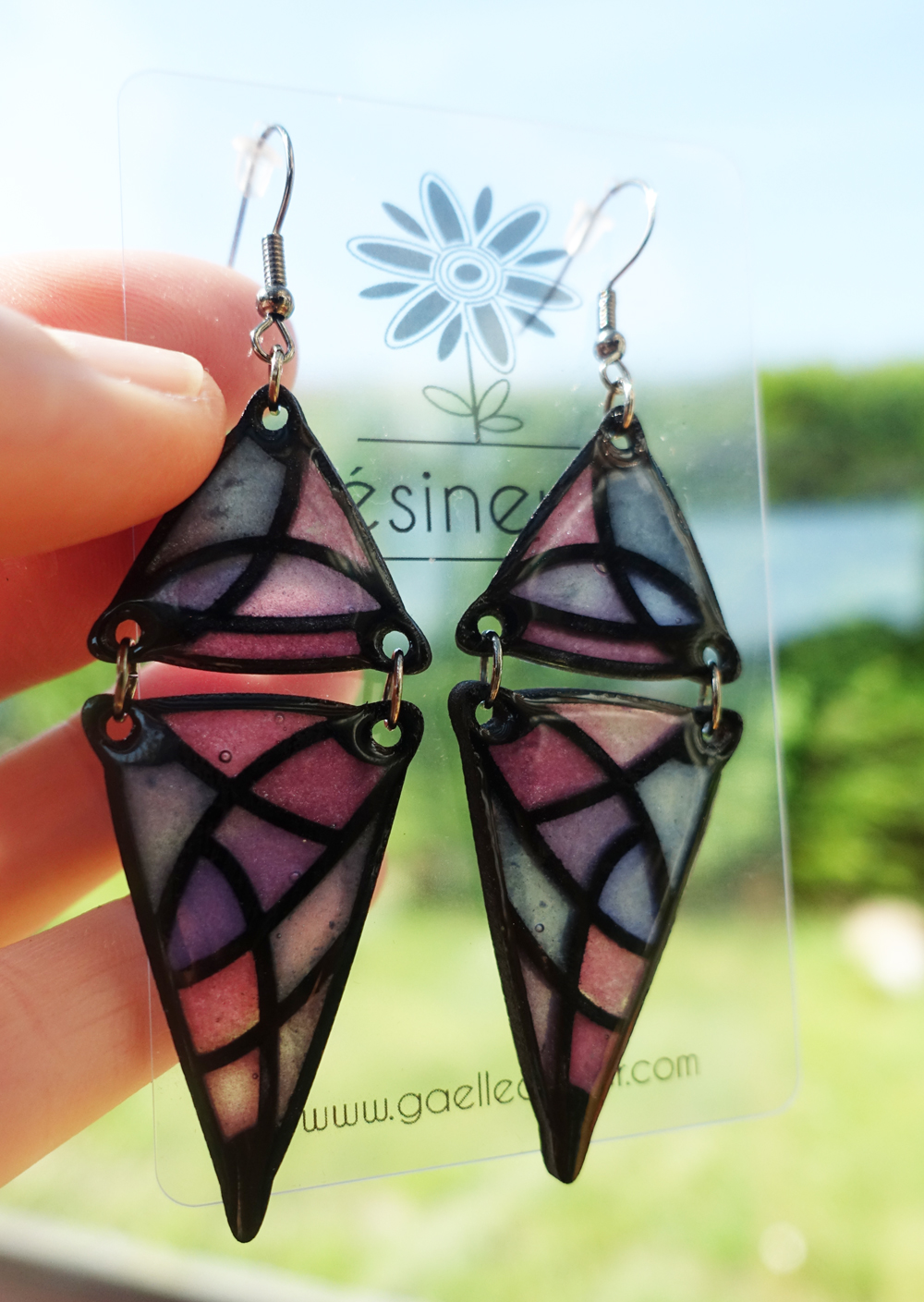 Double triangle - rose, violet turquoise et noir – Image 5
