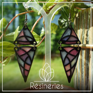 Double triangle - rose, violet turquoise et noir