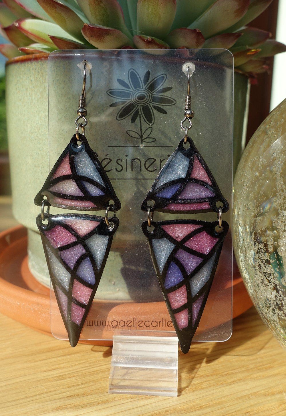 Double triangle - rose, violet turquoise et noir – Image 4