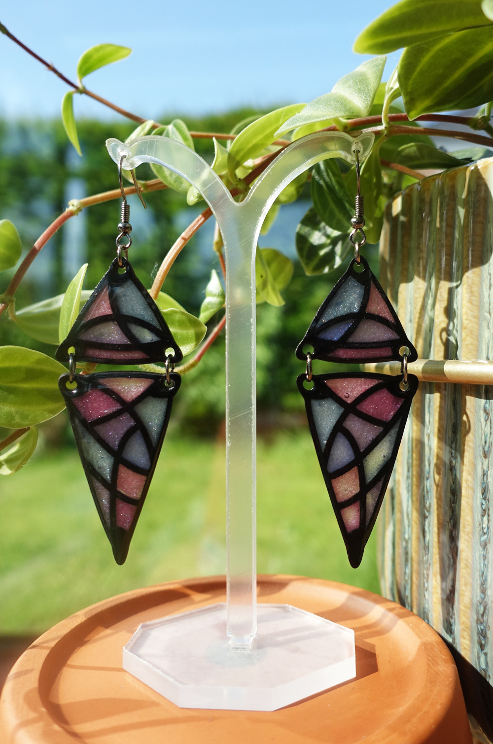 Double triangle - rose, violet turquoise et noir – Image 3