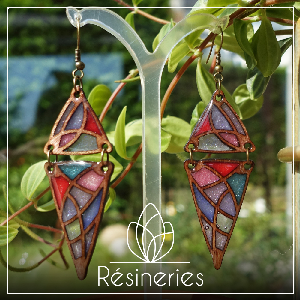 Double triangle - rose, violet et rouge