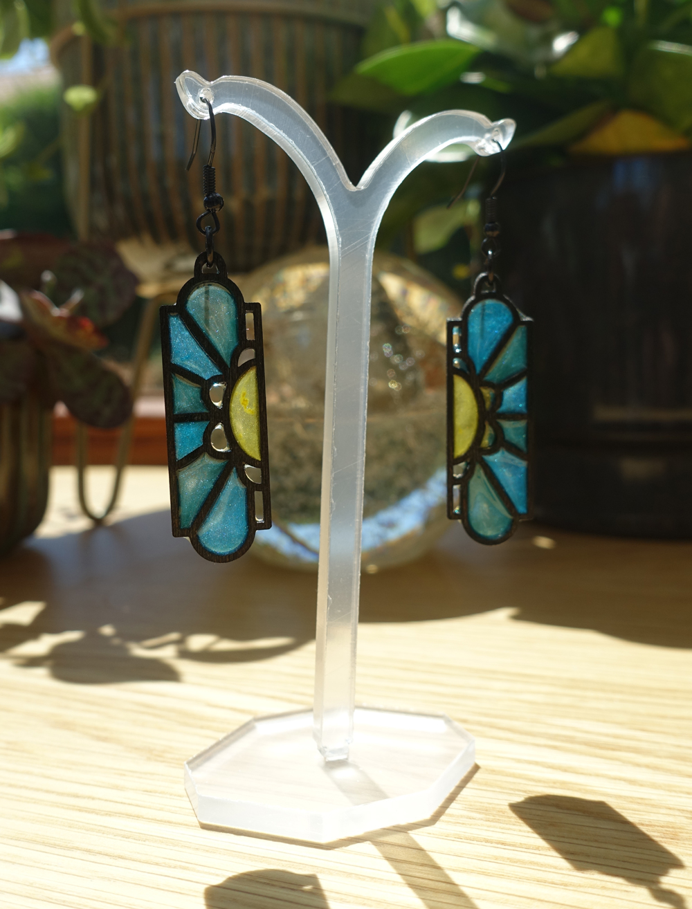 Fleur art déco - vert et bleu – Image 3