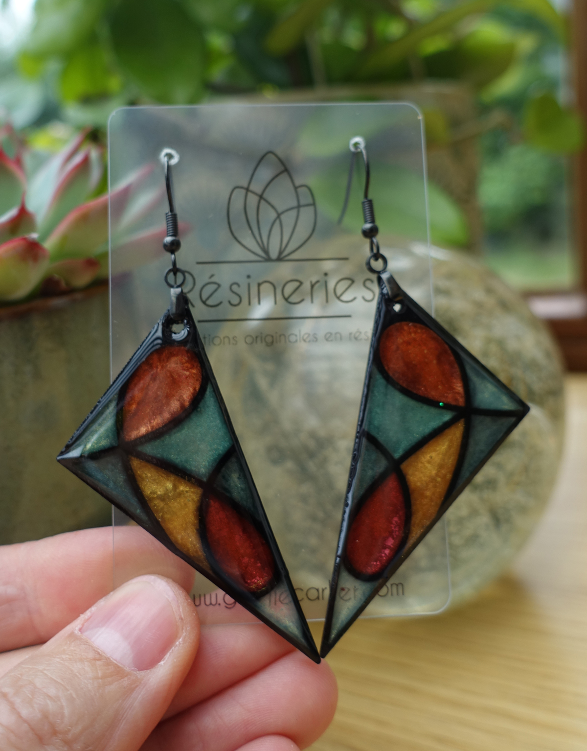 Grand triangle - vert et orange (traits noirs) – Image 2