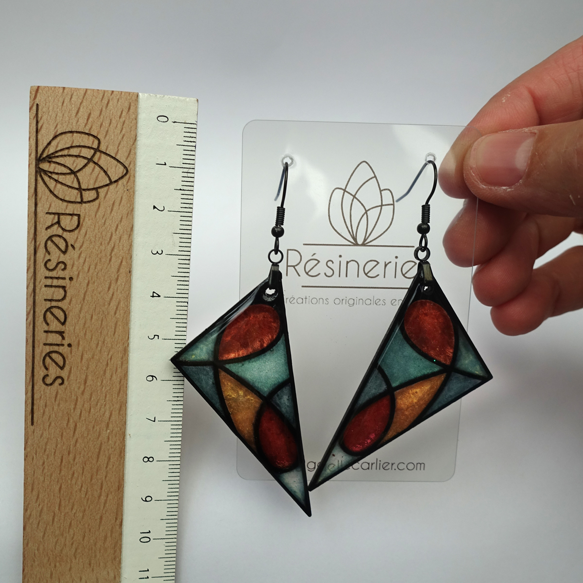 Grand triangle - vert et orange (traits noirs) – Image 3