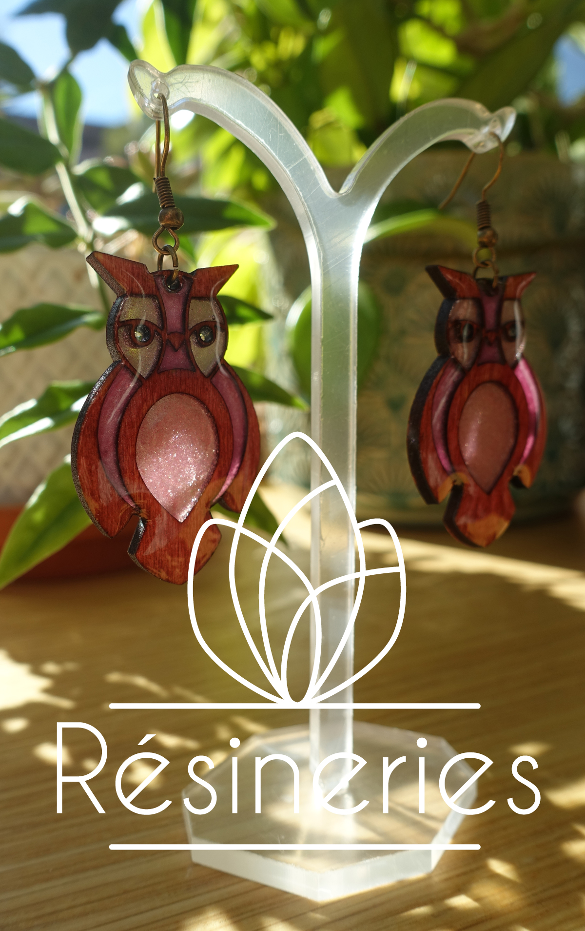 Hibou - violet (traits bois) – Image 3