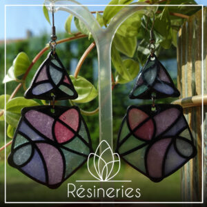 Losange en 2 morceaux - rose et violet