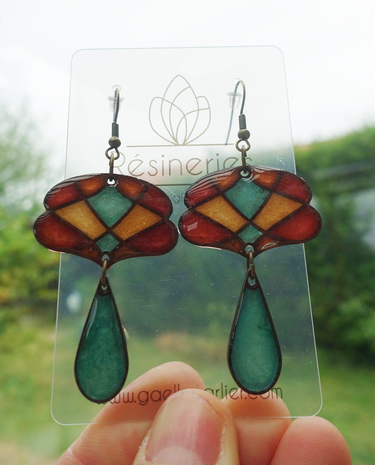 Lotus - vert et orange (traits bois) – Image 5