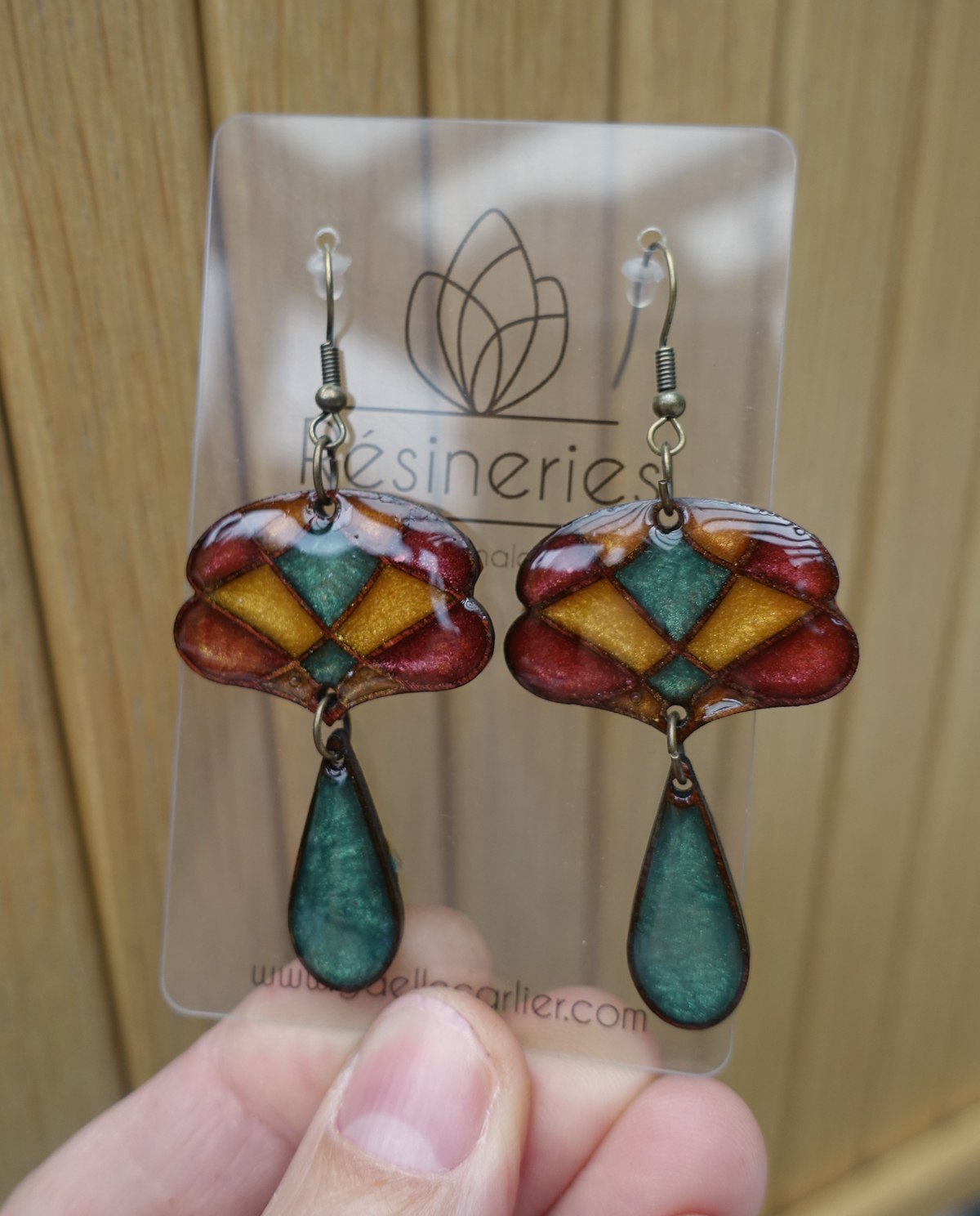 Lotus - vert et orange (traits bois) – Image 4