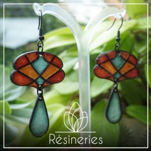 Lotus - vert et orange (traits noirs)