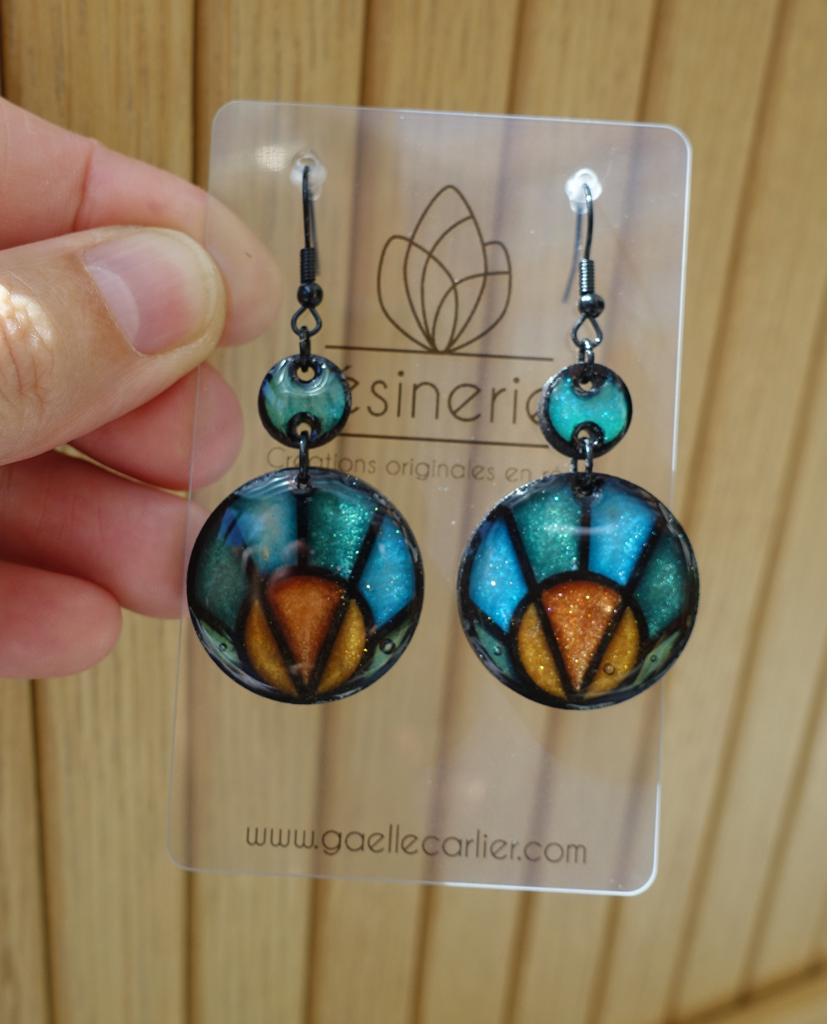 Maître corbeau - orange et turquoise (jonction ronde) – Image 3