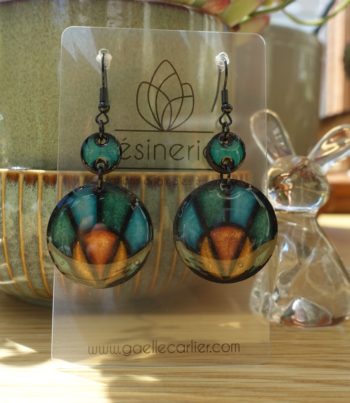 Maître corbeau - orange et turquoise (jonction ronde) – Image 4