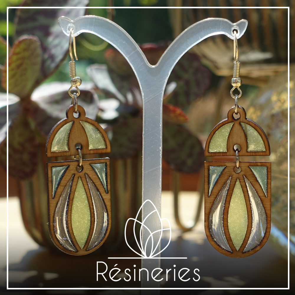 Arceau style art nouveau - vert anis et bois