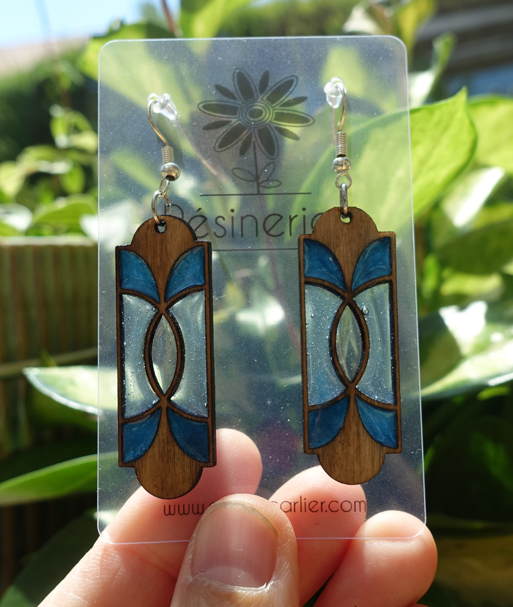 Oeilleton style art nouveau - bois et bleu – Image 2
