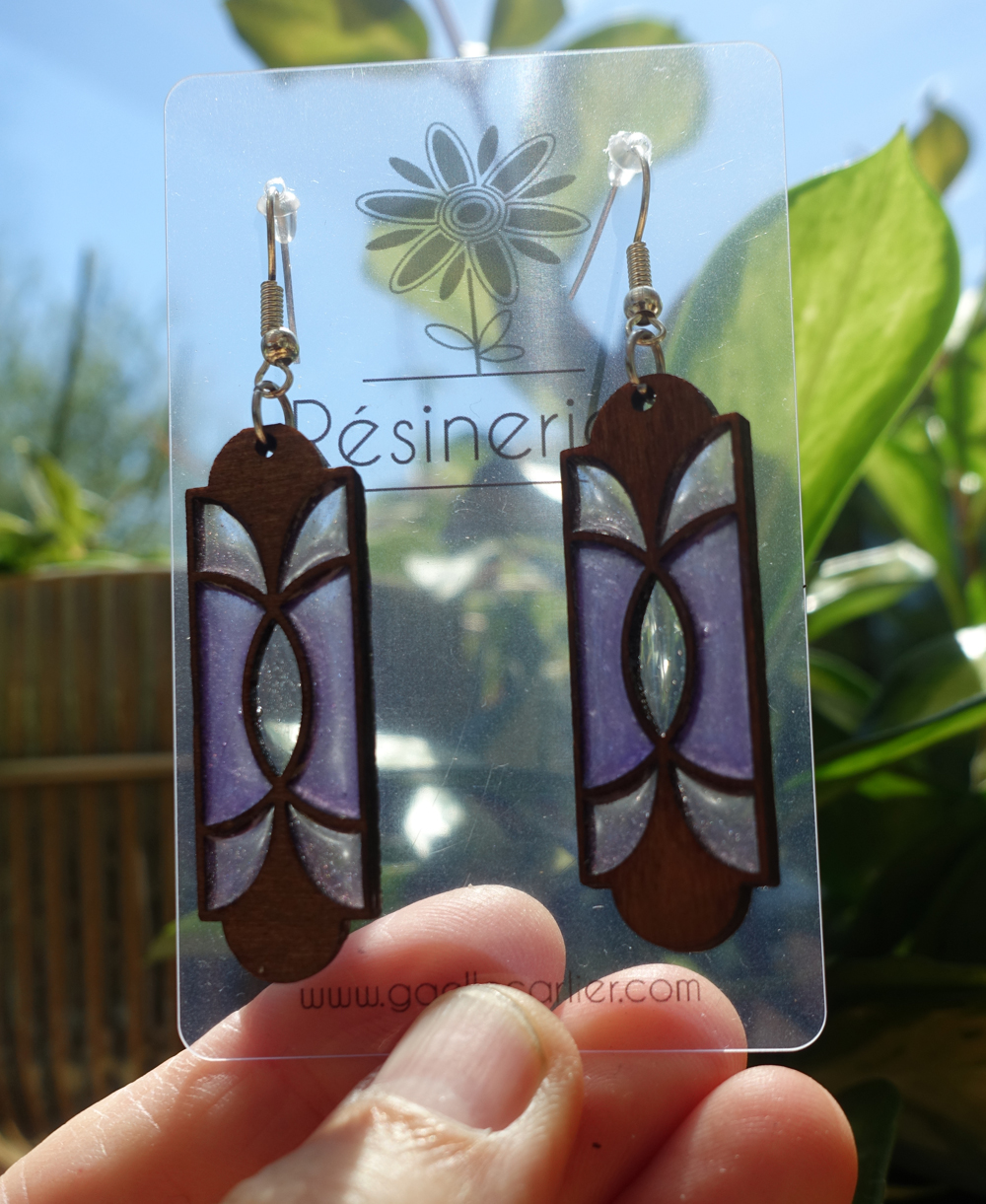 Oeilleton style art nouveau - bois et violet – Image 3