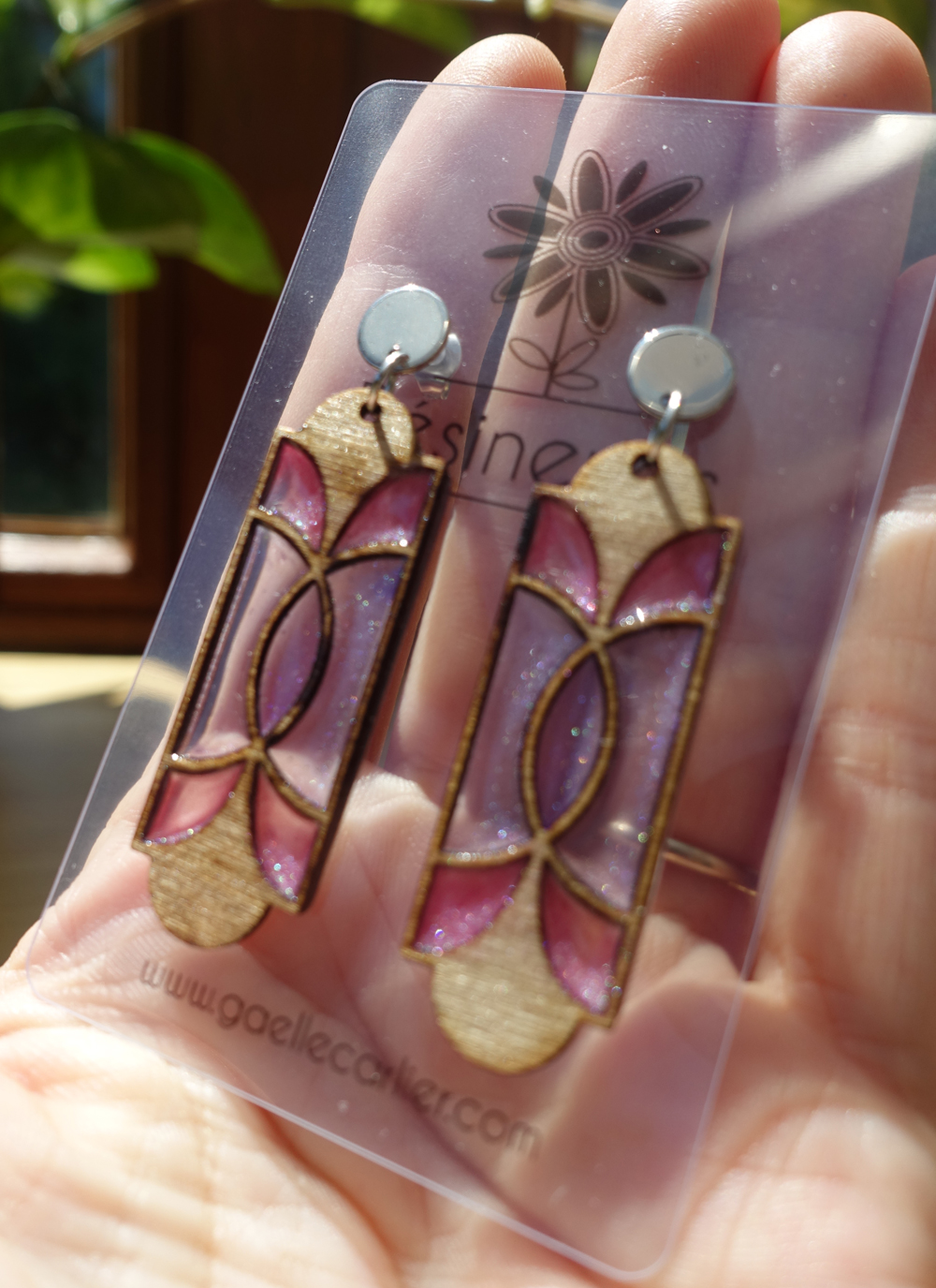 Oeilleton style art nouveau - bois et rose – Image 3