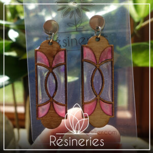 Oeilleton style art nouveau - bois et rose