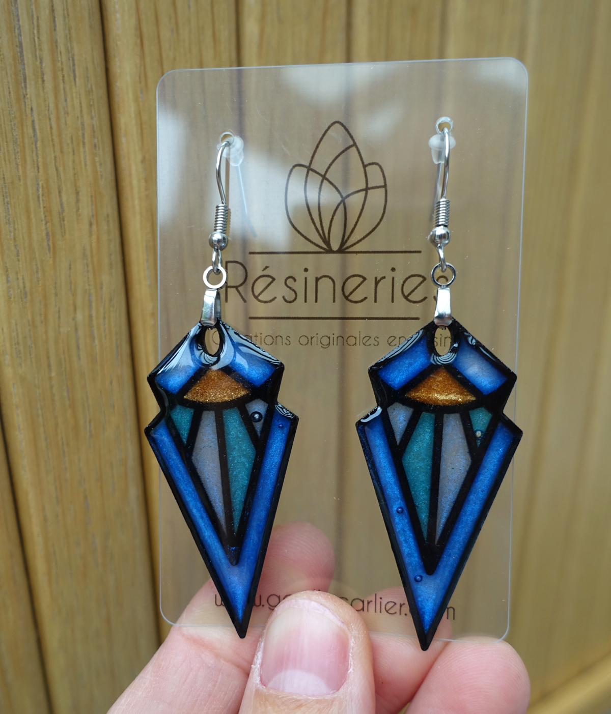 Pointe art déco - bleu, turquoise et jaune – Image 2