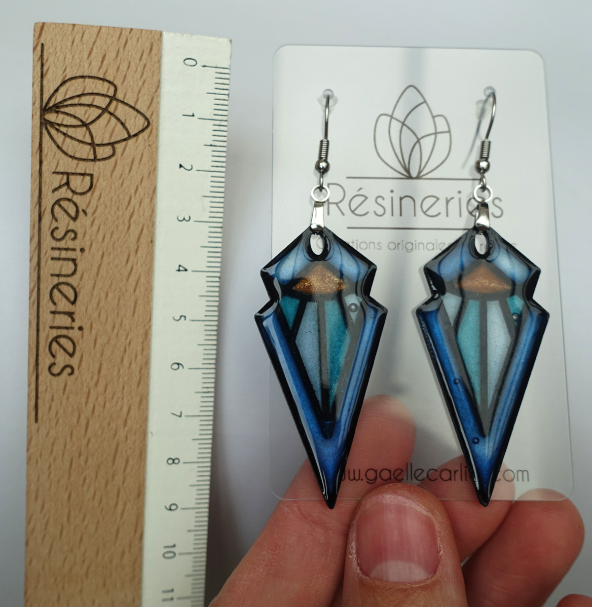Pointe art déco - bleu, turquoise et jaune – Image 4