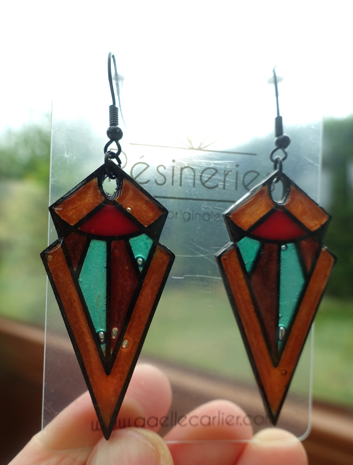 Pointe art déco - turquoise et orange – Image 7