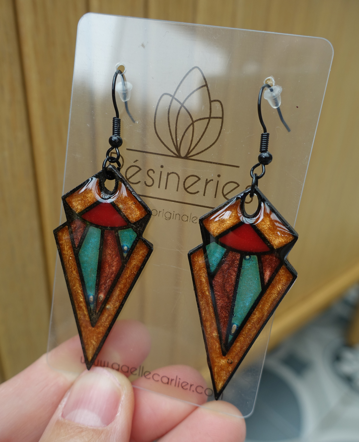 Pointe art déco - turquoise et orange – Image 4