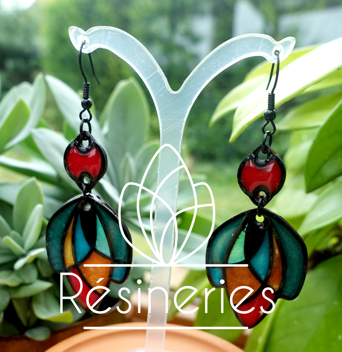 Tulipe - vert, bleu, rouge, orange et jaune (traits noirs) – Image 2
