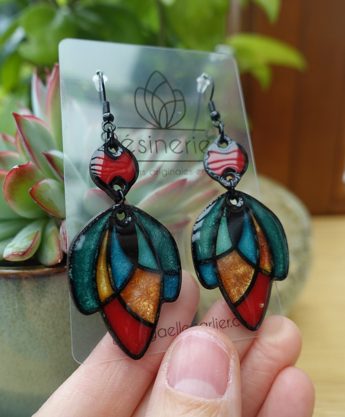 Tulipe - vert, bleu, rouge, orange et jaune (traits noirs) – Image 4