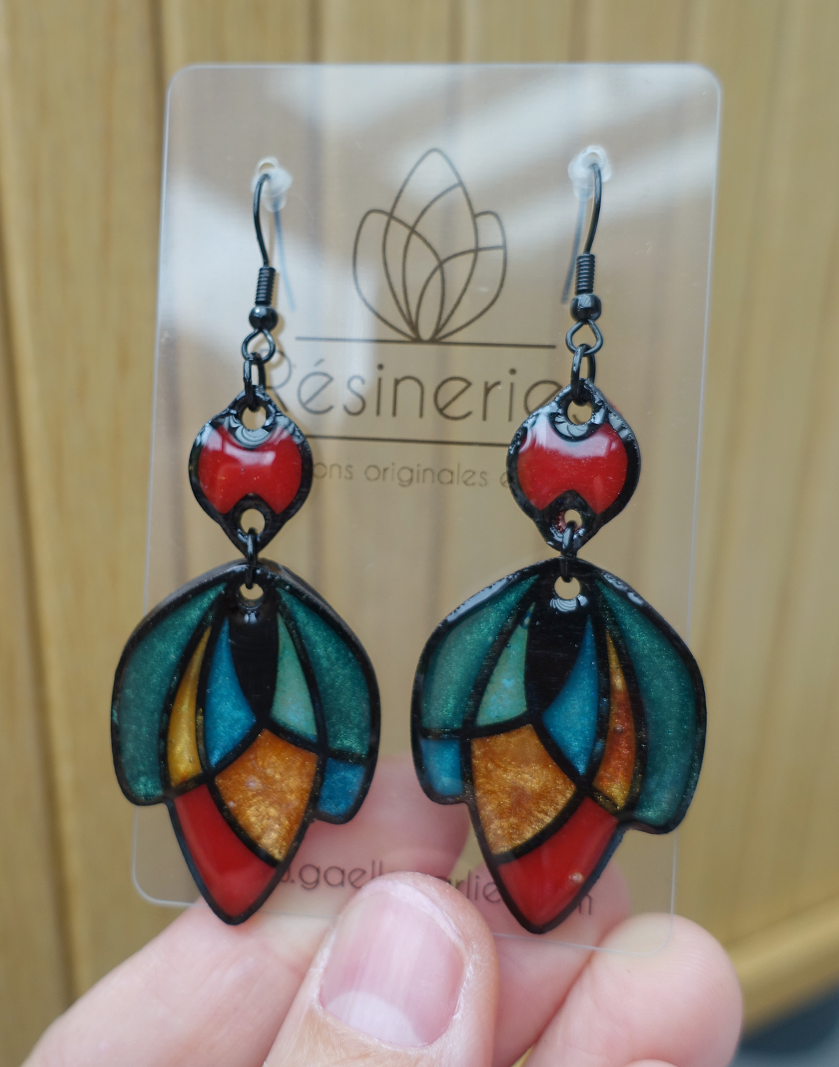 Tulipe - vert, bleu, rouge, orange et jaune (traits noirs) – Image 3