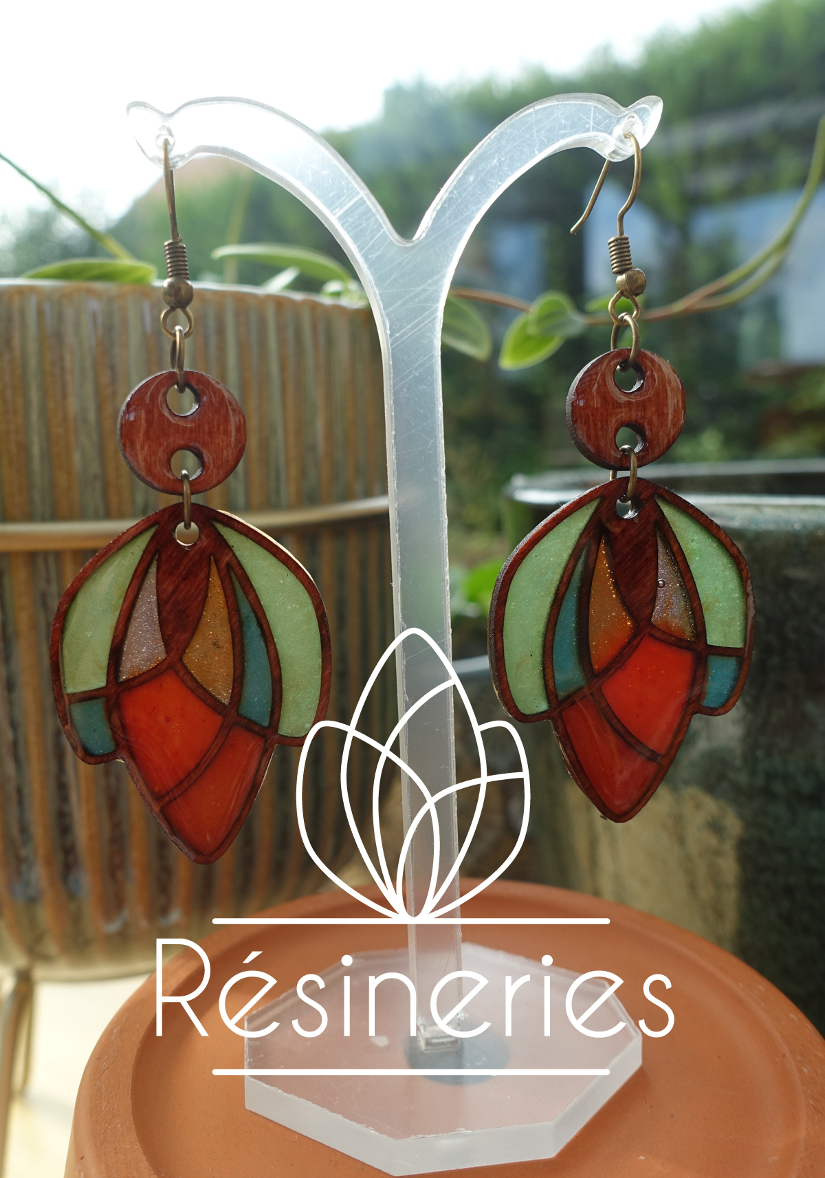 Tulipe - rouge et vert (traits bois) – Image 10
